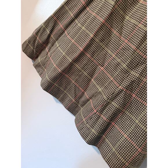 vintage TALBOTS petites blue green red houndstooth 100% cool flared skirt - Picture 5 of 8